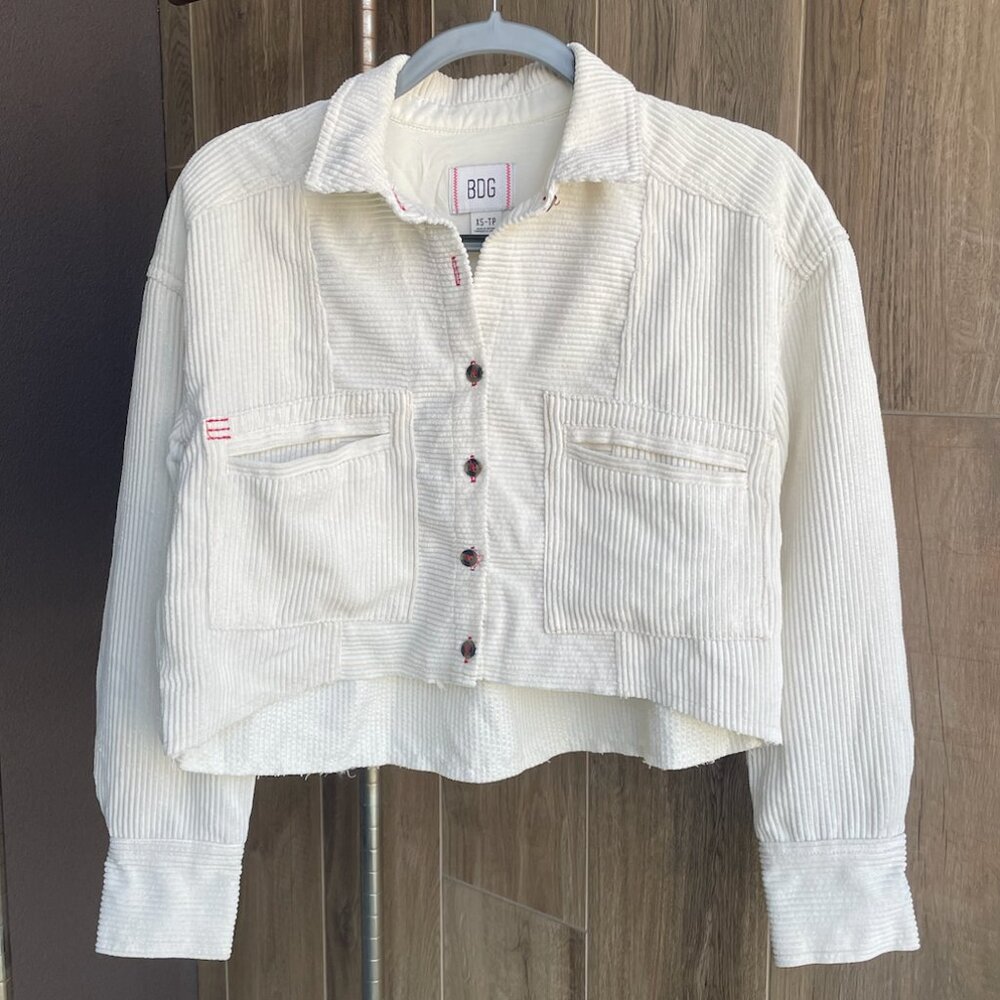 Cream Corduroy Cropped Button Down - Urban Outfitters BDG